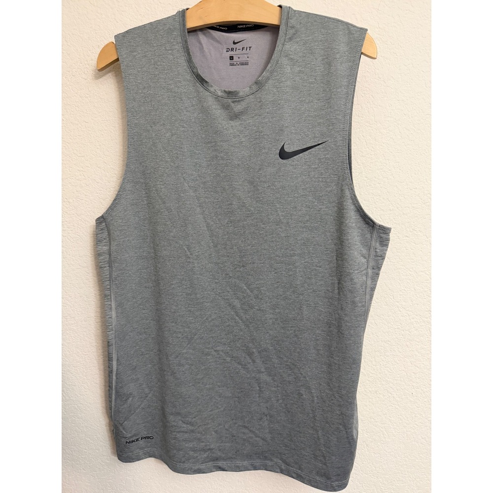 Nike Pro Dri-FIT Mens Sleeveless Training Shirt Heather Grey Large Muscle Tank